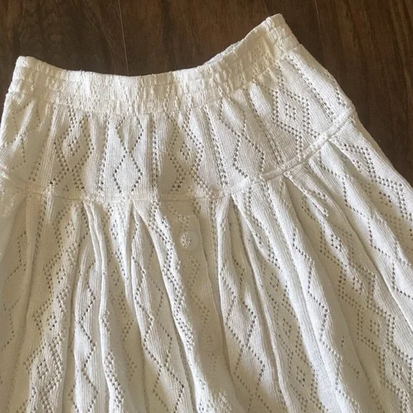 Vintage Doily Pointelle Knitted Button Down Crochet Midi Maxi Skirt🐇 - Picture 2 of 4